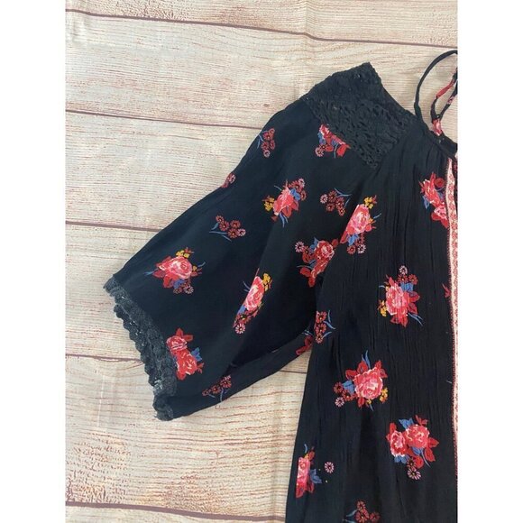 Angie Women's Bohemian Cold Shoulder Floral Blouse - Medium - Picture 5 of 10